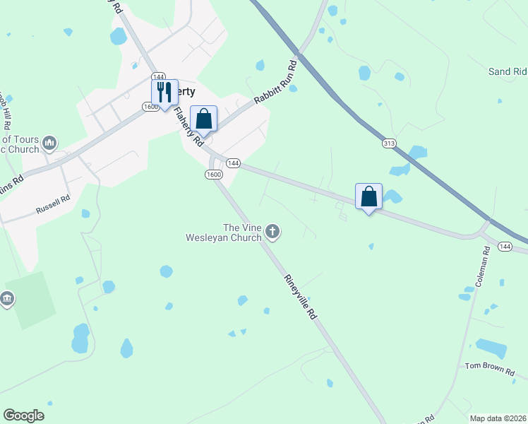 map of restaurants, bars, coffee shops, grocery stores, and more near 13580 Rineyville Road in Vine Grove