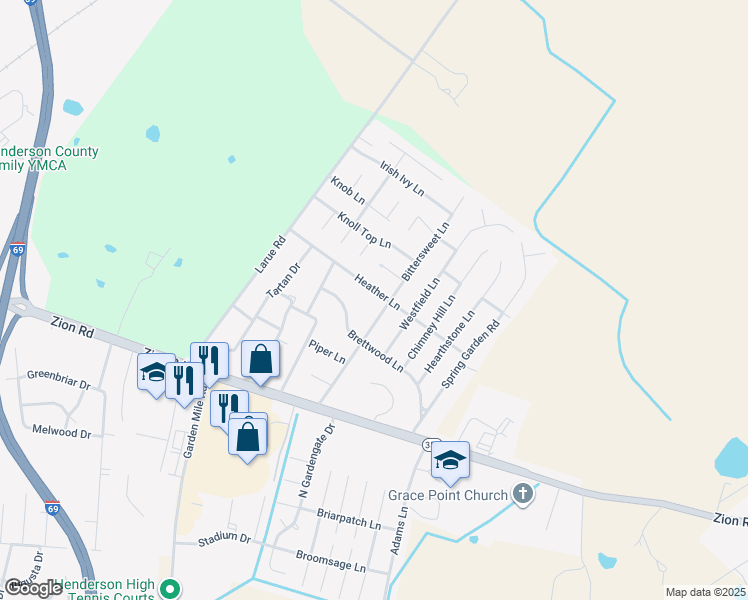 map of restaurants, bars, coffee shops, grocery stores, and more near 2745 Heather Lane in Henderson
