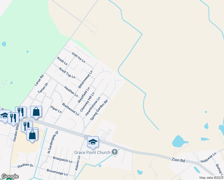 map of restaurants, bars, coffee shops, grocery stores, and more near 519A Spring Garden Road in Henderson