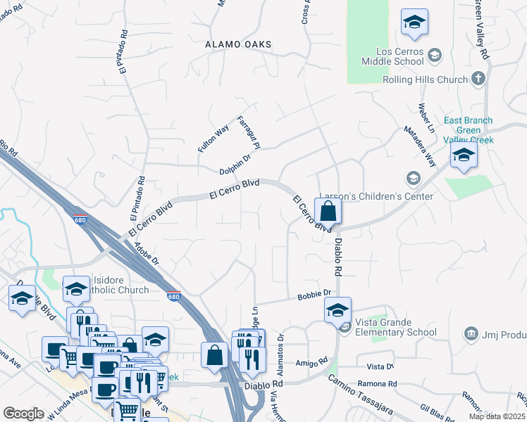 map of restaurants, bars, coffee shops, grocery stores, and more near 22 Hornet Court in Danville