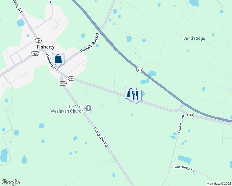 map of restaurants, bars, coffee shops, grocery stores, and more near Flaherty Rd in Vine Grove