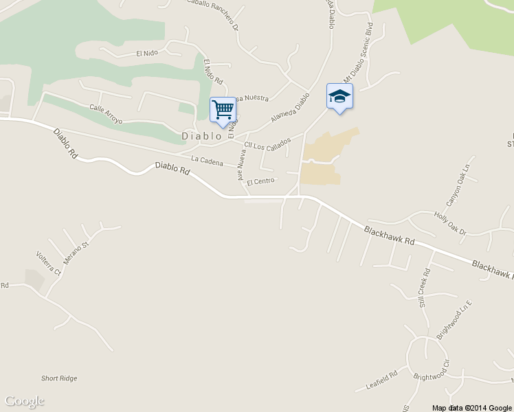 map of restaurants, bars, coffee shops, grocery stores, and more near 2016 Diablo Road in Danville