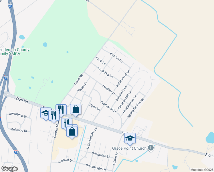 map of restaurants, bars, coffee shops, grocery stores, and more near 2745 Heather Lane in Henderson