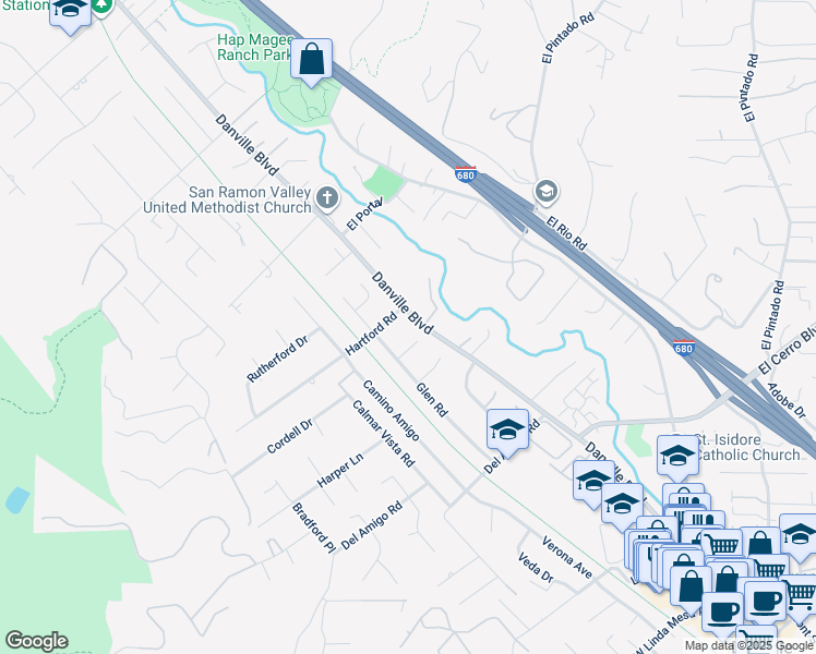 map of restaurants, bars, coffee shops, grocery stores, and more near 795 Danville Boulevard in Danville