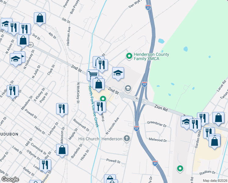 map of restaurants, bars, coffee shops, grocery stores, and more near 1698 2nd Street in Henderson