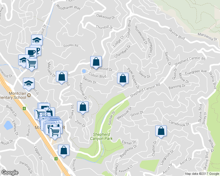 map of restaurants, bars, coffee shops, grocery stores, and more near 5917 Balboa Drive in Oakland