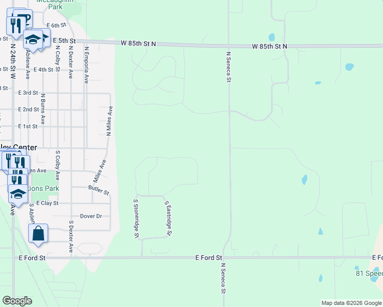 map of restaurants, bars, coffee shops, grocery stores, and more near 1211 East Northridge Street in Valley Center