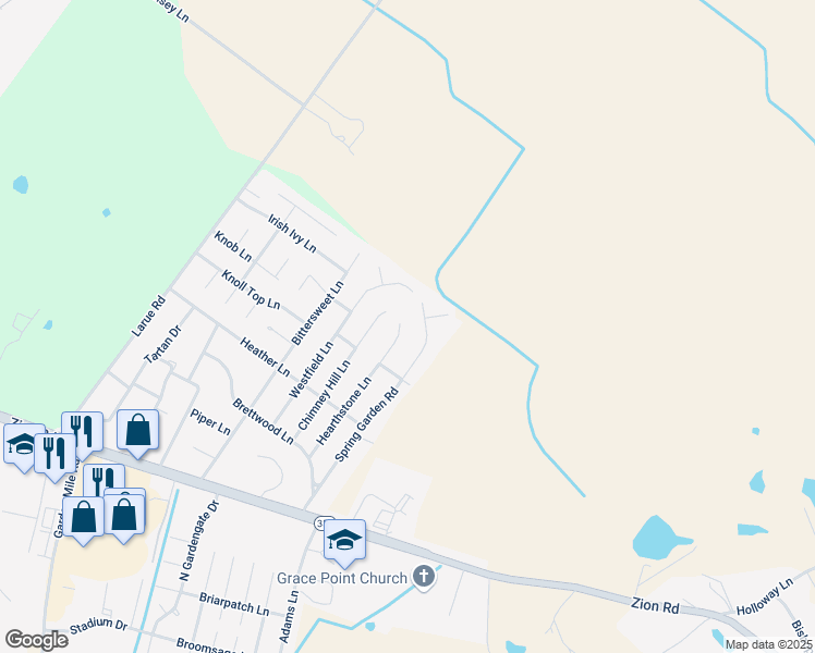 map of restaurants, bars, coffee shops, grocery stores, and more near 519A Spring Garden Road in Henderson