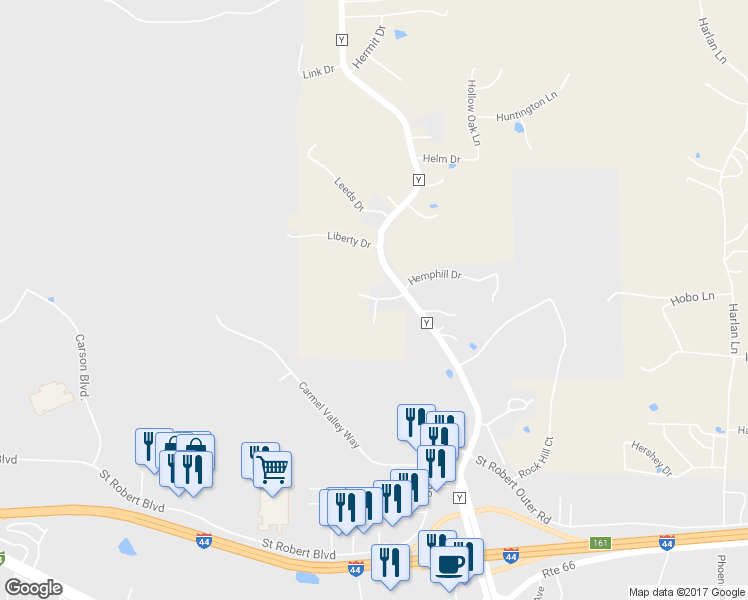 map of restaurants, bars, coffee shops, grocery stores, and more near 16814 Liberty Drive in Waynesville
