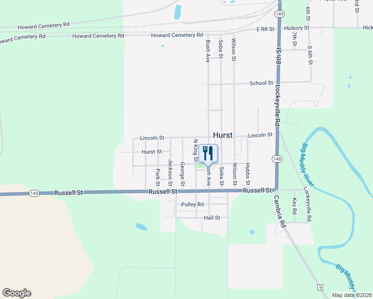 map of restaurants, bars, coffee shops, grocery stores, and more near 111 George Street in Hurst