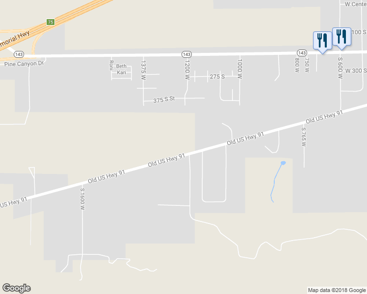 map of restaurants, bars, coffee shops, grocery stores, and more near 1214 Old US Highway 91 in Parowan