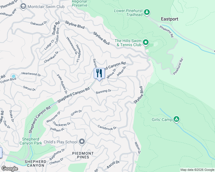 map of restaurants, bars, coffee shops, grocery stores, and more near in Oakland