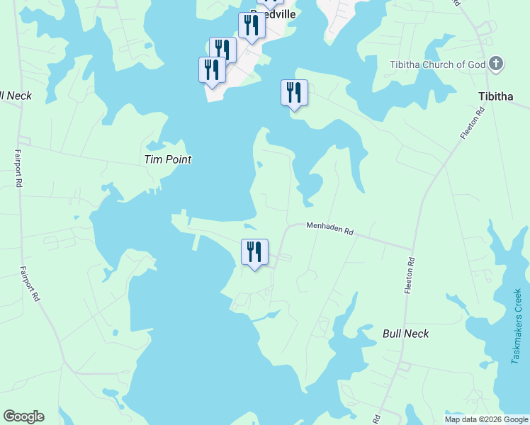 map of restaurants, bars, coffee shops, grocery stores, and more near 201-215 Edwards Lane in Reedville
