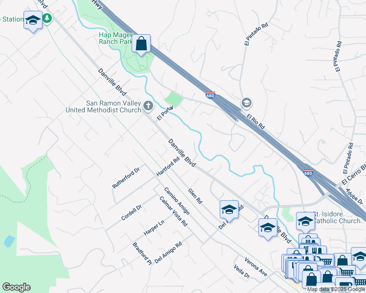 map of restaurants, bars, coffee shops, grocery stores, and more near 824 Danville Boulevard in Danville