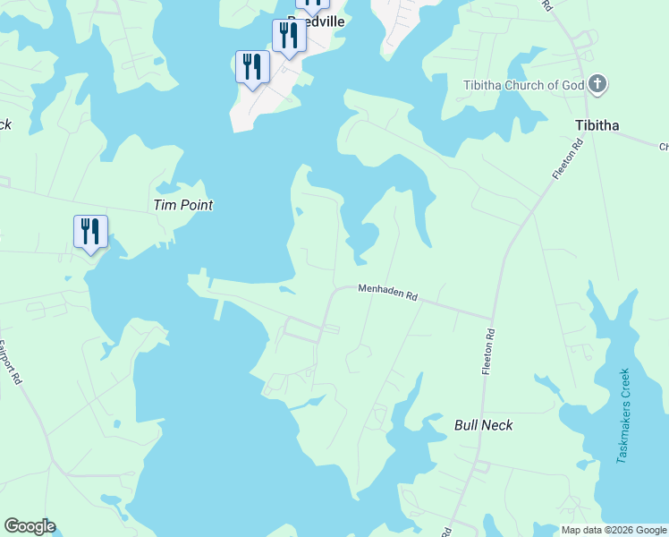 map of restaurants, bars, coffee shops, grocery stores, and more near 201 Edwards Lane in Reedville