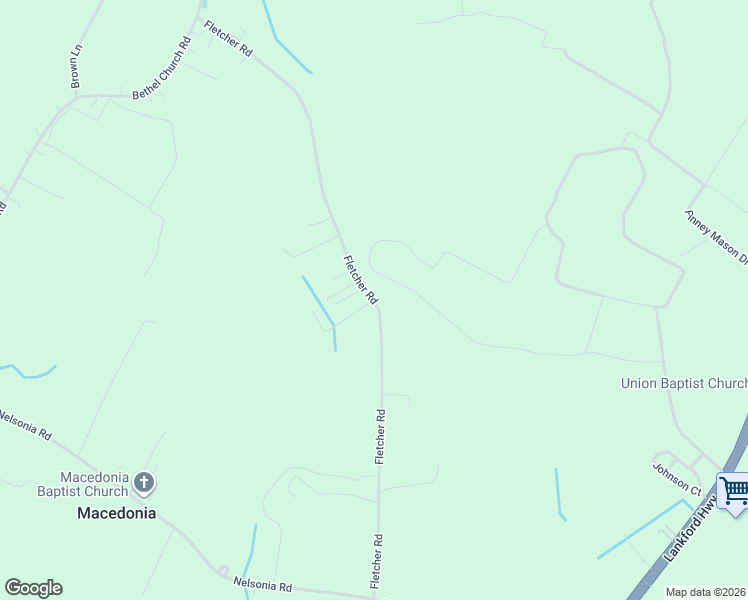 map of restaurants, bars, coffee shops, grocery stores, and more near 15074 Fletcher Road in Bloxom