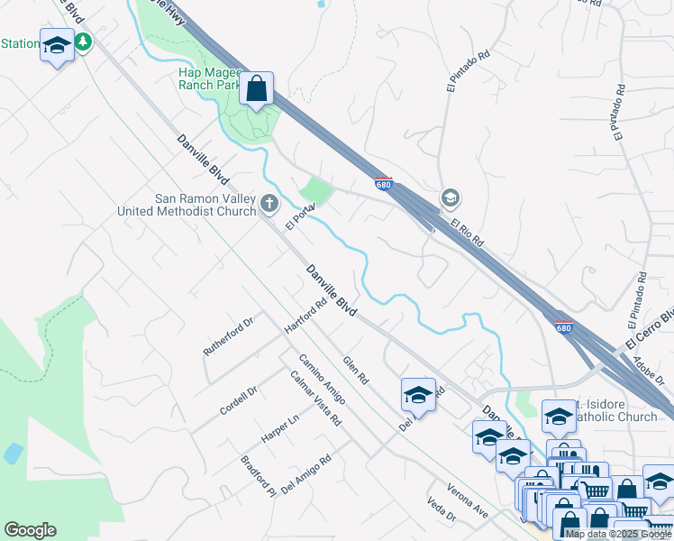 map of restaurants, bars, coffee shops, grocery stores, and more near 824 Danville Boulevard in Danville
