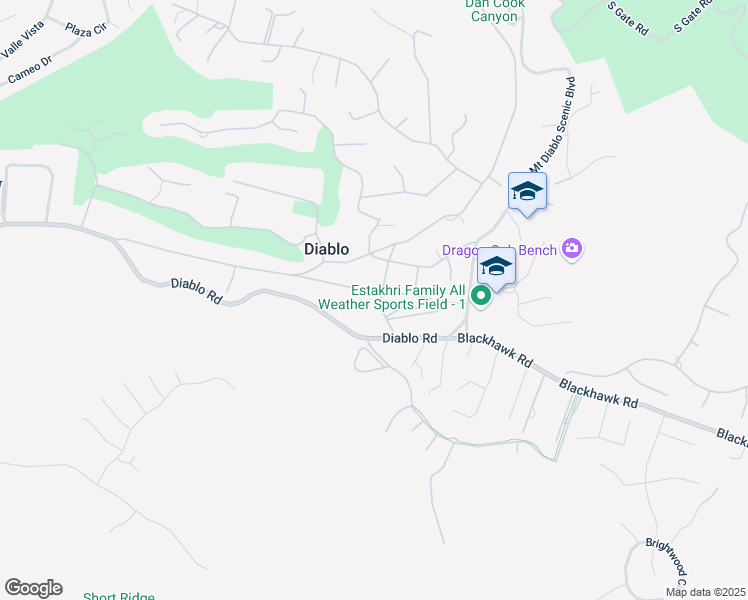 map of restaurants, bars, coffee shops, grocery stores, and more near 1545 Avenue Nueva in Diablo