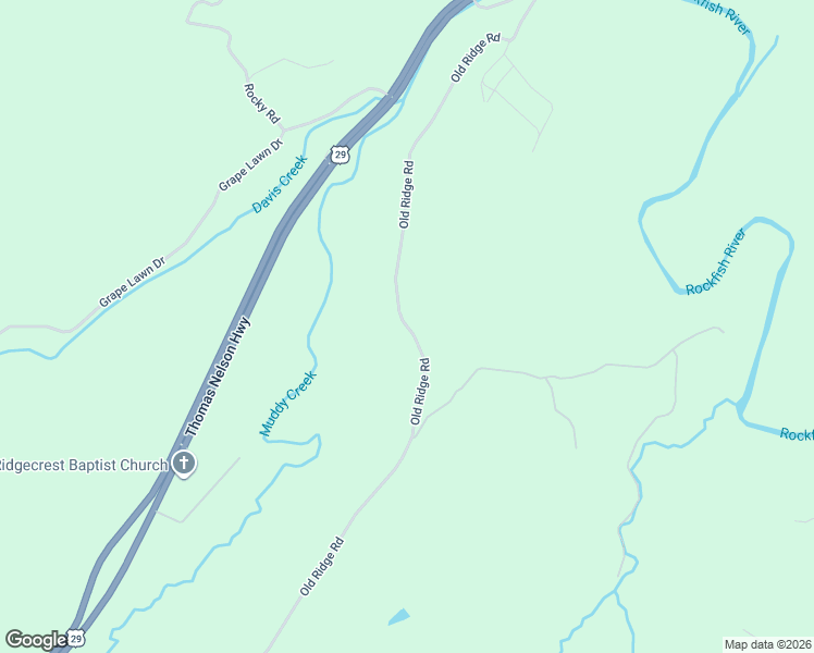 map of restaurants, bars, coffee shops, grocery stores, and more near Old Ridge Road in Lovingston