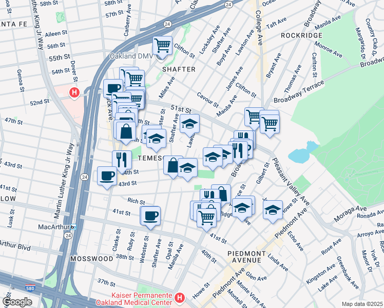 map of restaurants, bars, coffee shops, grocery stores, and more near 371 45th Street in Oakland
