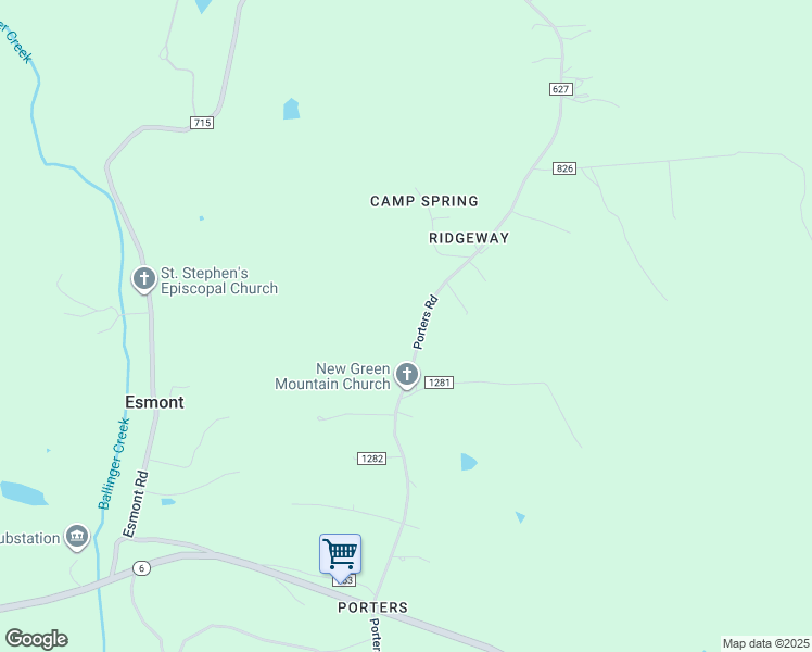 map of restaurants, bars, coffee shops, grocery stores, and more near 7188 Porters Road in Esmont