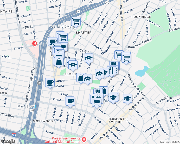 map of restaurants, bars, coffee shops, grocery stores, and more near 371 45th Street in Oakland