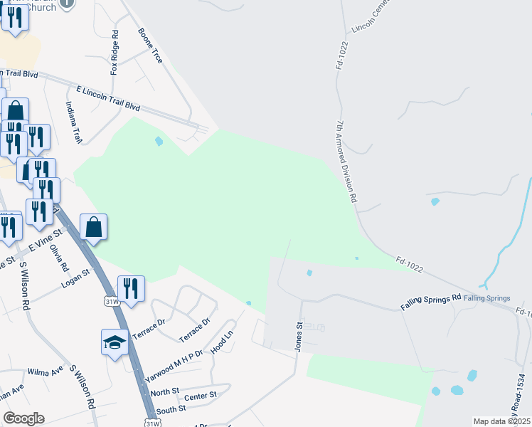 map of restaurants, bars, coffee shops, grocery stores, and more near in Radcliff