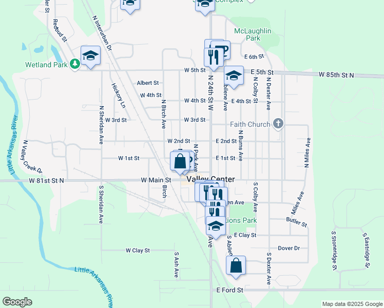 map of restaurants, bars, coffee shops, grocery stores, and more near in Valley Center