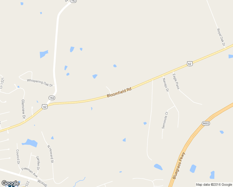 map of restaurants, bars, coffee shops, grocery stores, and more near 3499 Bloomfield Road in Bardstown