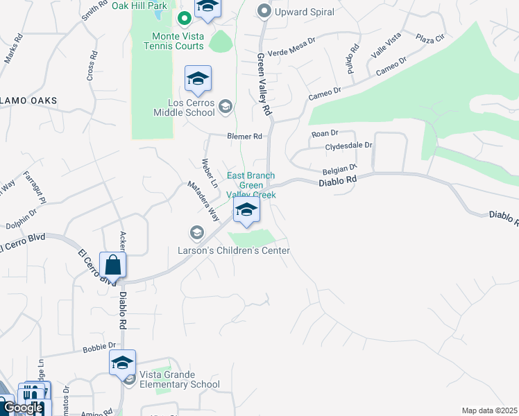 map of restaurants, bars, coffee shops, grocery stores, and more near 1027 Diablo Road in Danville