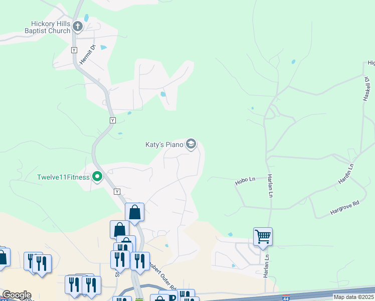 map of restaurants, bars, coffee shops, grocery stores, and more near 117 Creek View Drive in Saint Robert