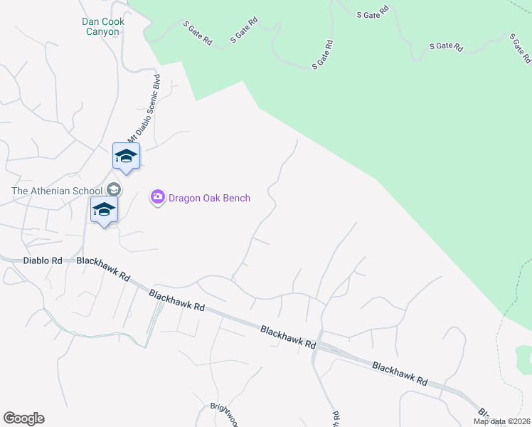 map of restaurants, bars, coffee shops, grocery stores, and more near 2205 Canyon Oak Lane in Danville