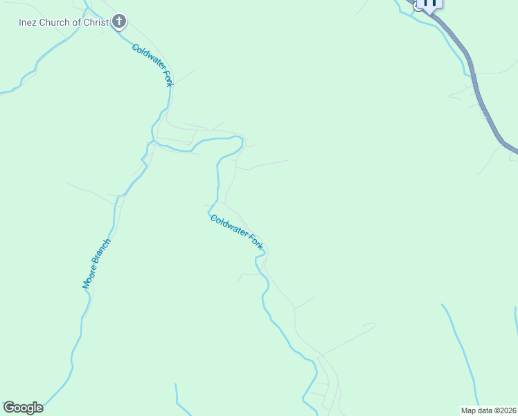 map of restaurants, bars, coffee shops, grocery stores, and more near 1839 Coldwater Road in Inez