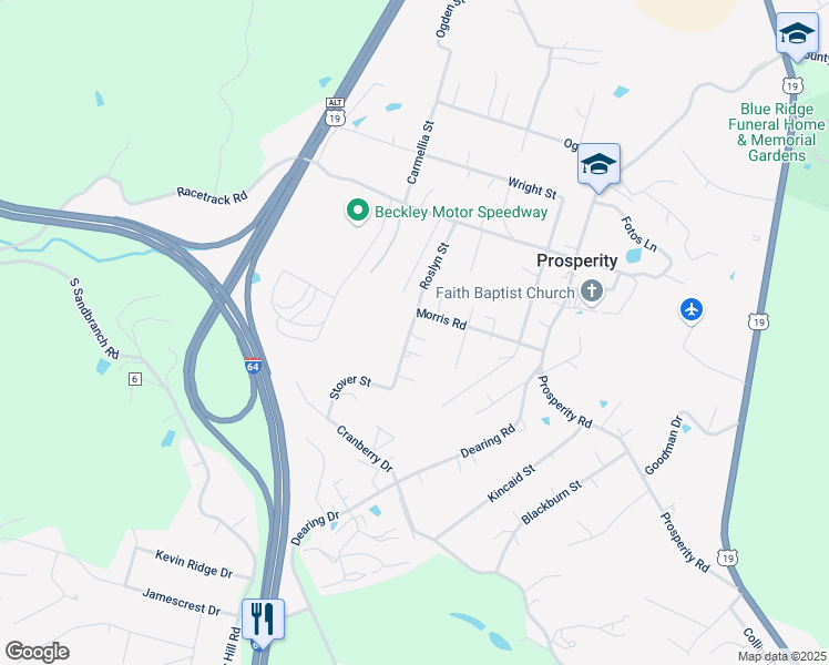 map of restaurants, bars, coffee shops, grocery stores, and more near 258 Morris Road in Mount Hope