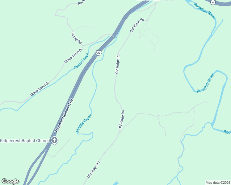 map of restaurants, bars, coffee shops, grocery stores, and more near Old Ridge Road in Lovingston
