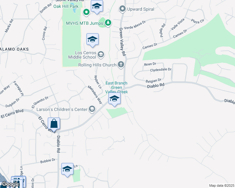 map of restaurants, bars, coffee shops, grocery stores, and more near 1027 Diablo Road in Danville