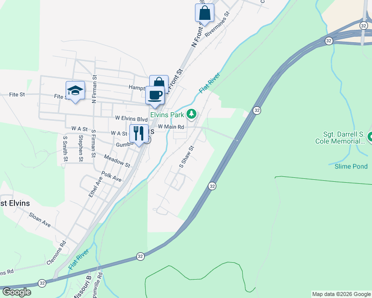 map of restaurants, bars, coffee shops, grocery stores, and more near 118 South Shaw Street in Park Hills