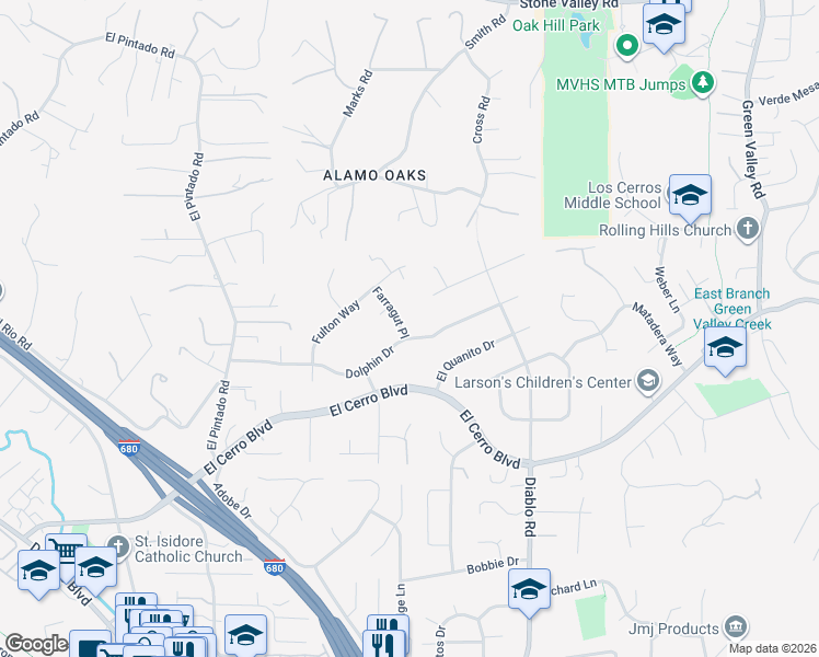 map of restaurants, bars, coffee shops, grocery stores, and more near 853 Dolphin Drive in Danville