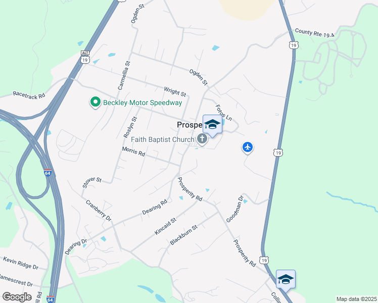 map of restaurants, bars, coffee shops, grocery stores, and more near 432 Prosperity Road in Mount Hope