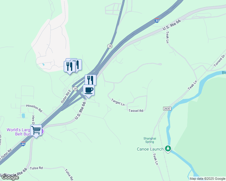 map of restaurants, bars, coffee shops, grocery stores, and more near 22325 Target Lane in Saint Robert