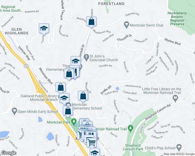 map of restaurants, bars, coffee shops, grocery stores, and more near 1737 Alhambra Lane in Oakland