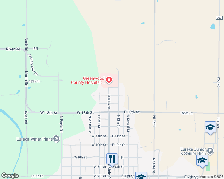 map of restaurants, bars, coffee shops, grocery stores, and more near East Academy Street in Eureka