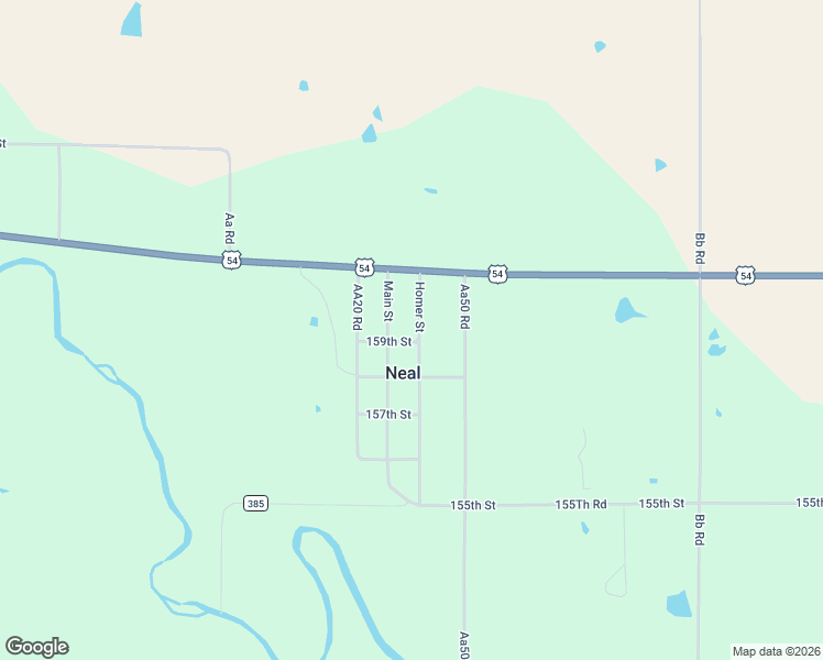 map of restaurants, bars, coffee shops, grocery stores, and more near 1589 Aa30 Road in Neal