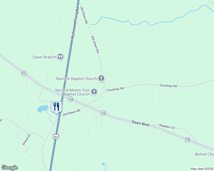 map of restaurants, bars, coffee shops, grocery stores, and more near 16357 Courtney Road in Hanover
