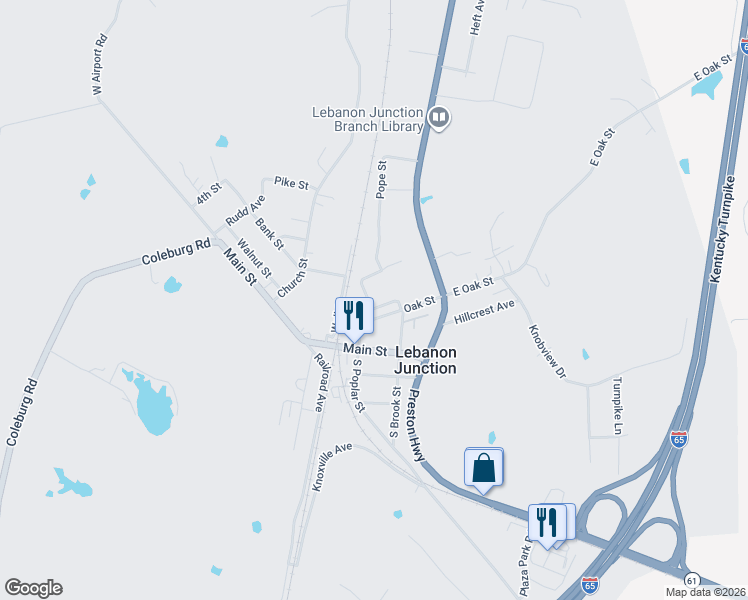map of restaurants, bars, coffee shops, grocery stores, and more near 146 Maple Street in Lebanon Junction