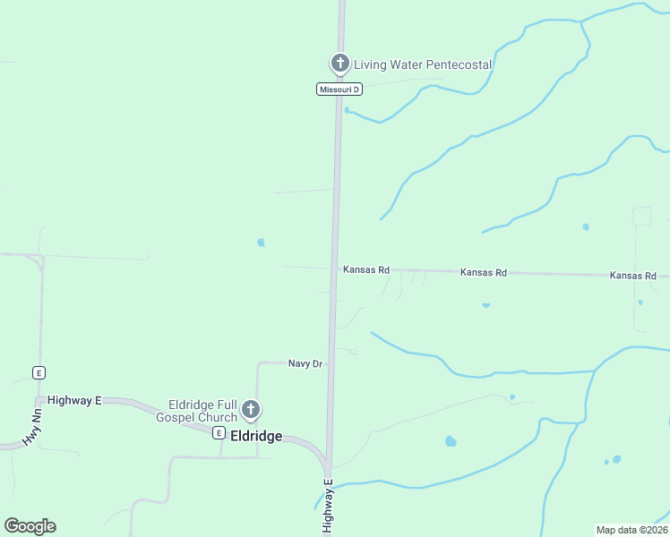 map of restaurants, bars, coffee shops, grocery stores, and more near 16000 Kansas Road in Eldridge