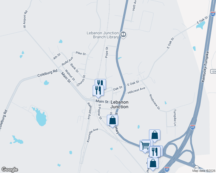 map of restaurants, bars, coffee shops, grocery stores, and more near 146 Maple Street in Lebanon Junction