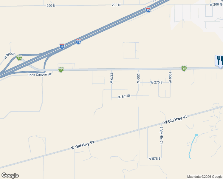 map of restaurants, bars, coffee shops, grocery stores, and more near 325 South Street in Parowan