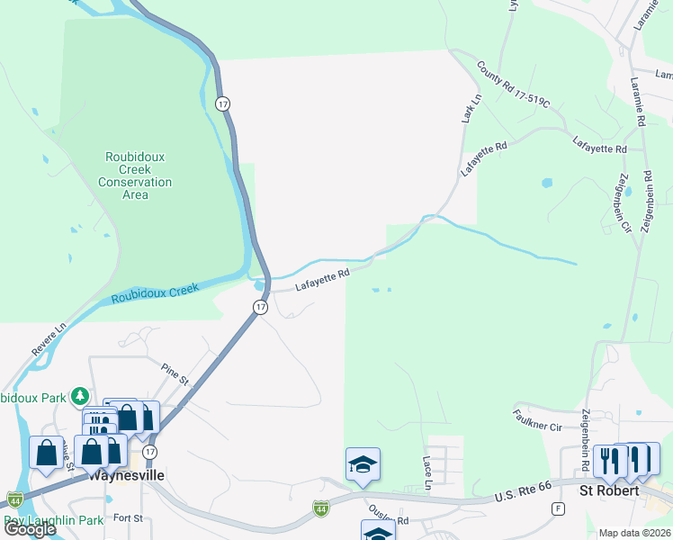 map of restaurants, bars, coffee shops, grocery stores, and more near 114 Zeigenbein Circle in Saint Robert