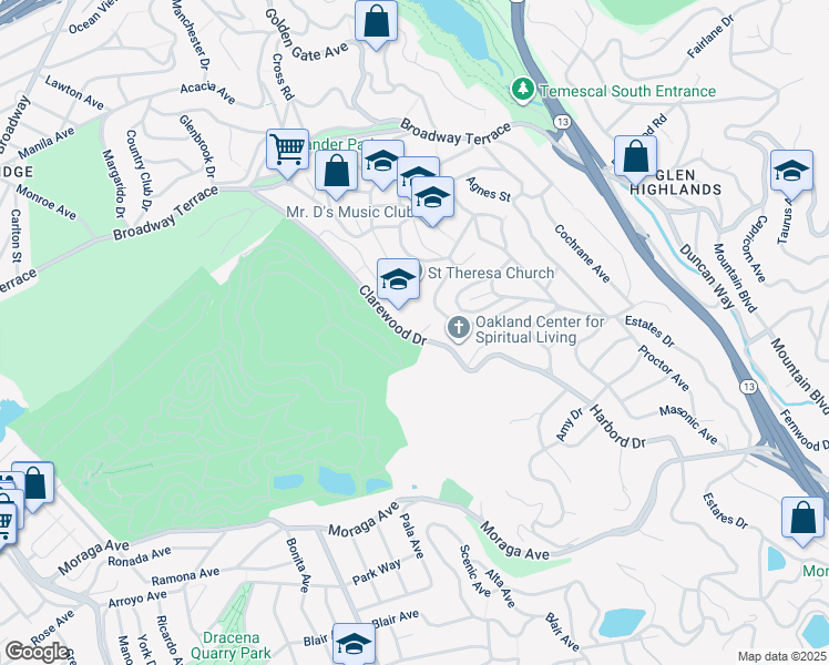 map of restaurants, bars, coffee shops, grocery stores, and more near 2 Emery Lane in Oakland